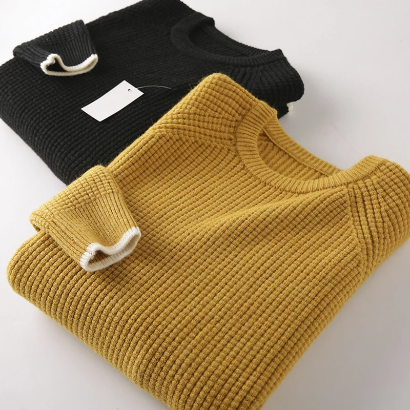 

Warmth And Sle: Men's round Ne Knitted Sweater Thiened Autumn Winter ential Base Layer Purl Stitch Faionable Stree...