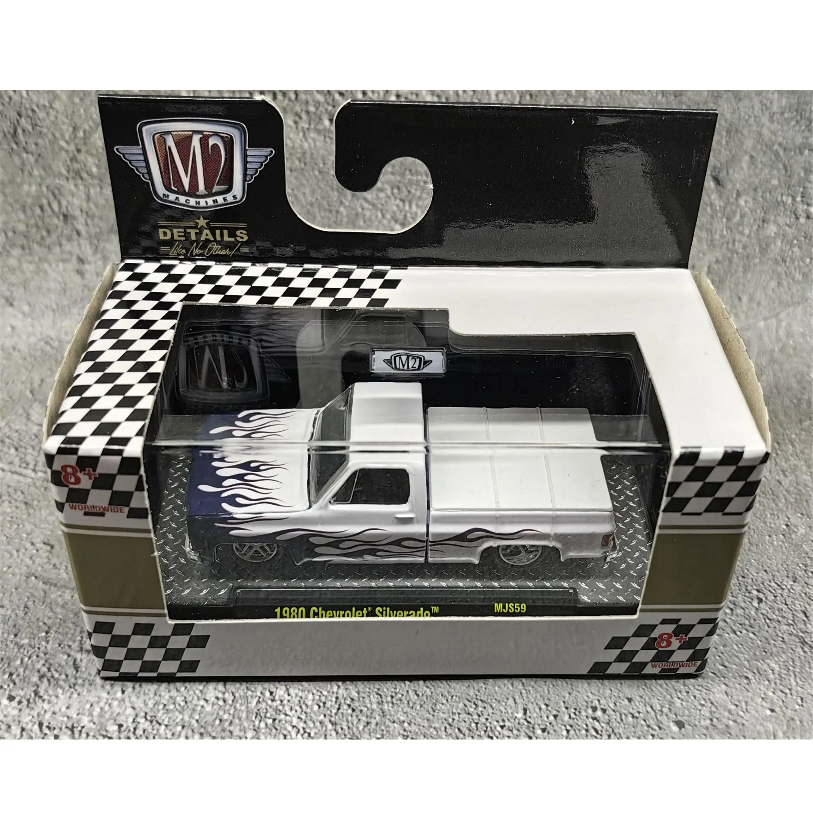 

M2 Machines 1/64 1980 Silverado MJS59 Fire Silver Hub Die-cast Alloy Car Model Collection Display Child Gift