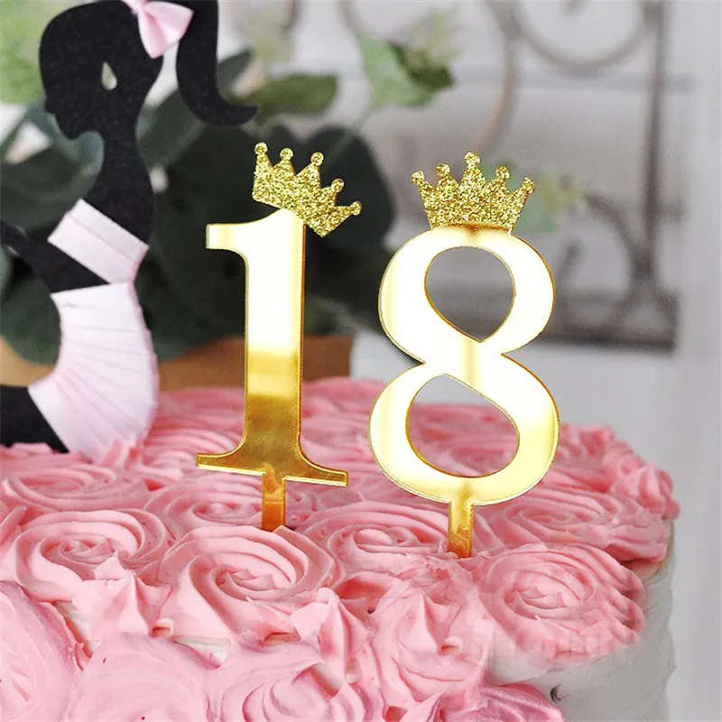 Number 0-9 Cake Topper Birthday Anniversary Wedding Party digit cupcake toppers Flags kids Baby Shower 1 st Birthday Decoration
