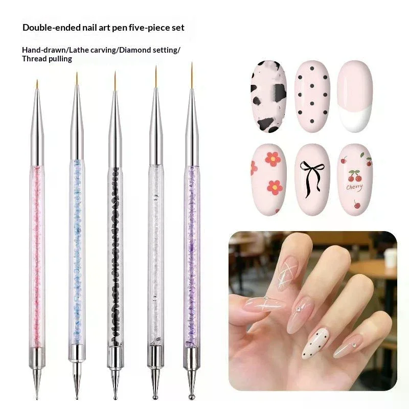Nail Art Painting - 5Pcs Rhinestone Picker Stripe Liner Brush