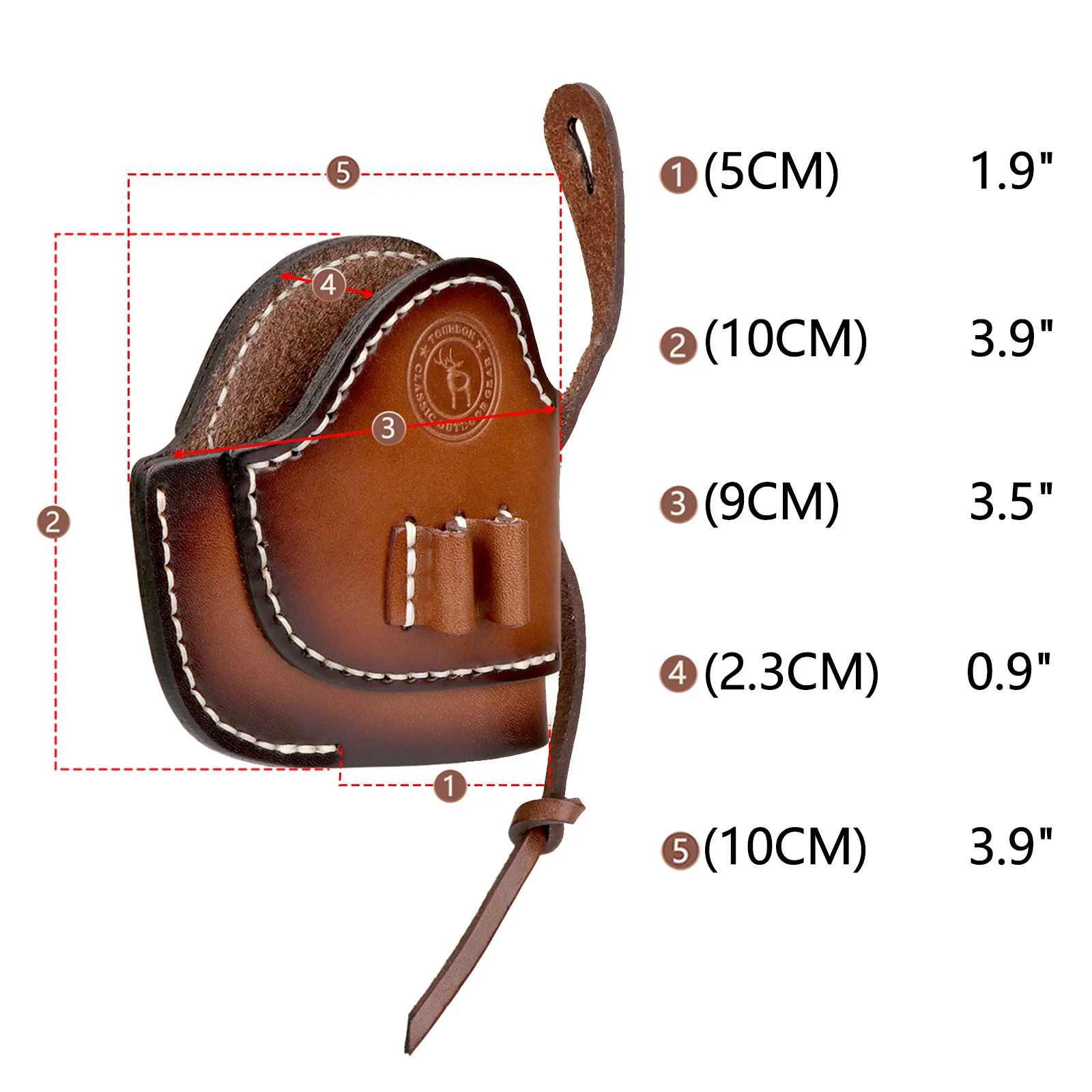 Tourbon funda pistola de cuero marrón con clip y porta cartuchos - imagen 3