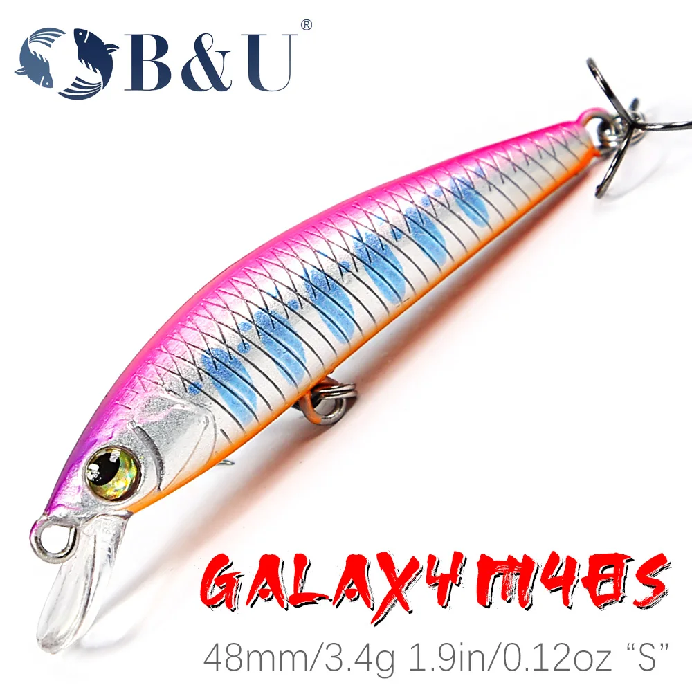 B&U-Sinking Minnow Fishing Lure, Artificial Hard Bait, Freshwater Crankbait Wobblers for River Trout Area Perch Bass, 48mm 3.4