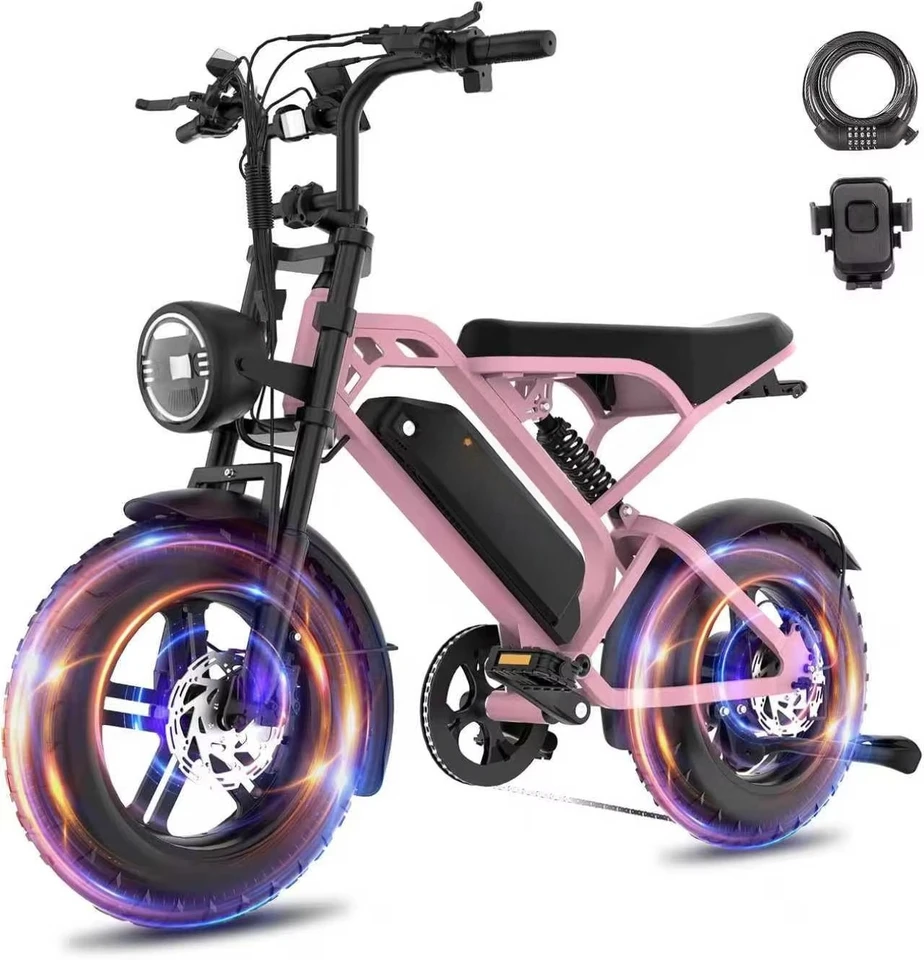 Ebike Full Suspension Children's E Offroad Dirt Fat Tire Cross Bike Kids Electric Mini Portable Bicycle image 2