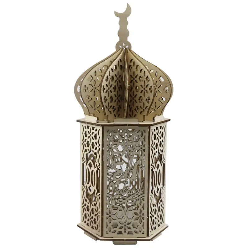 Eid Mubarak Light Festival musulmano Faro Islam Forniture per feste Artigianato in legno per decorazione del desktop della