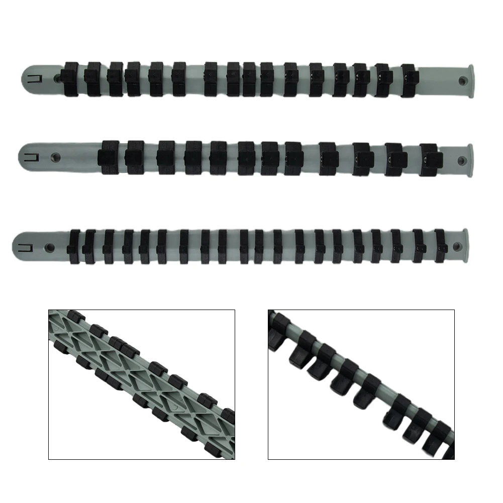 3 قطعة حامل السكك الحديدية المقبس التخزين المنظم 34 سنتيمتر/14 بوصة رمادي + أسود أدوات يدوية مصممة لتخزين مآخذ فضفاضة