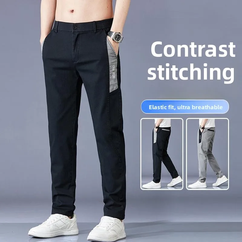 

High Elastic Thin Summer Casual Pants Men's Youth Straight Leg Slim Fit Breathable Summer Men's Pants Versatile Long Pants