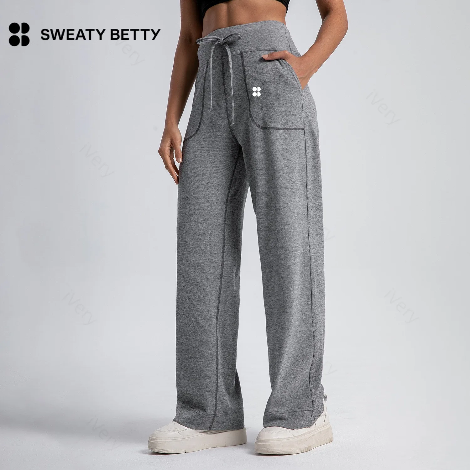 

Sweaty Betty Lazy Oversize корейская версия расслабляющие трикотажные брюки широкие брюки свободные женские брюки в пол