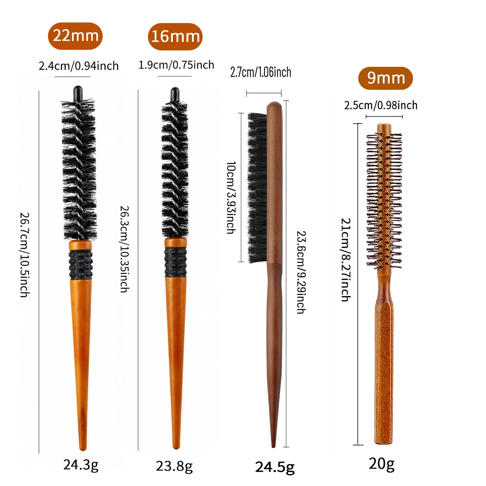 3-teiliges Pro-Haarbürsten-Set mit Holzgriff, Bistle-Toupiertoupet-Kamm, Lockenbürste, Mini-Twist-Rundbürsten für Volumen-Styling an den Haarwurzeln – Detail 3
