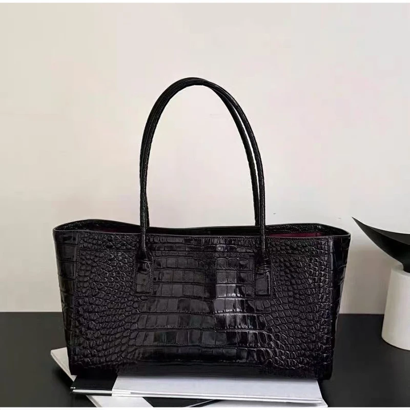 Luxuriöse Ledertasche mit Krokodilmuster, Vintage-Grüne Handtasche mit Großer Kapazität, Magnetverschluss-Clutch Elegante Alltags- und Pendler-Geldbörse – Detail 16