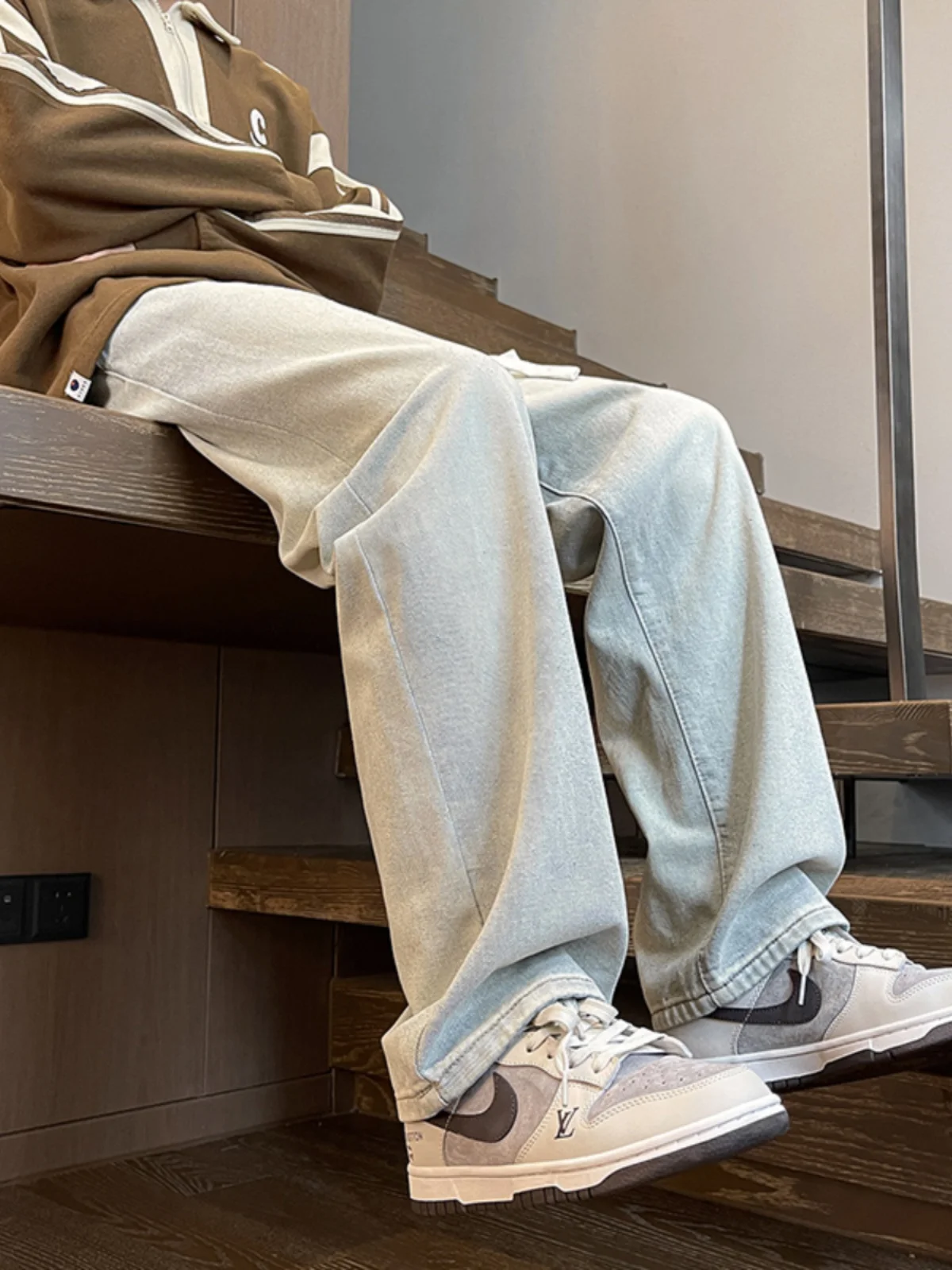 

Yellow Clay Men's Jeans Loose Casual American Sle Retro Oversize Cotton Polyester Blend Long Pants Autumn Season Faion