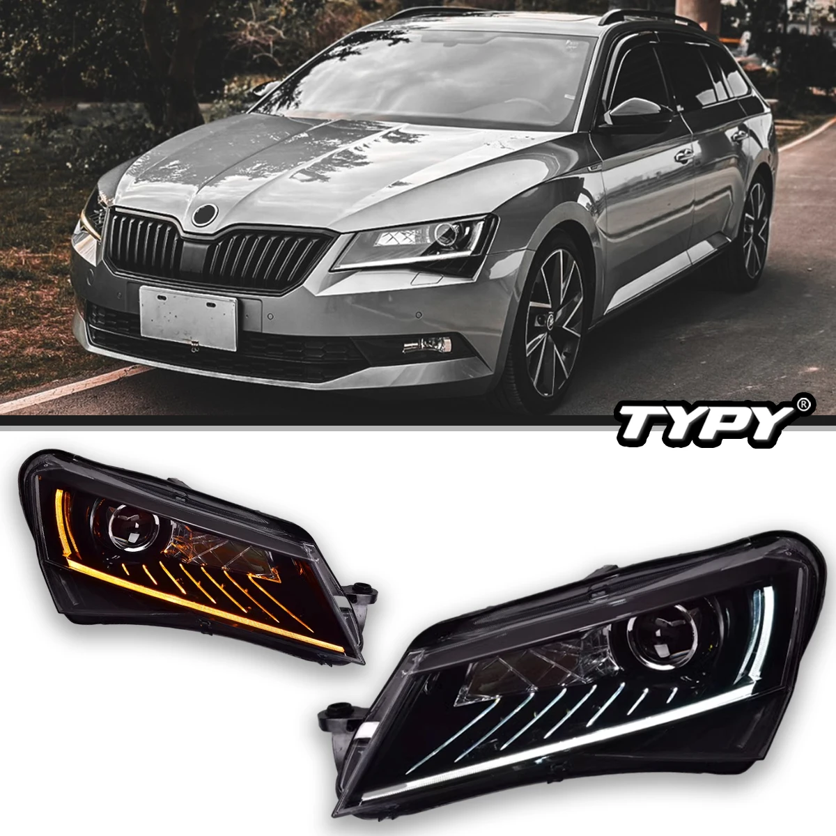 

TYPY Car LED Lights For Skoda Superb LED Headlight 2016-2018 Daytime Running Lights Plug And Play Car Accessories