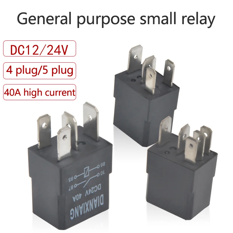 1PC Przekaźnik samochodowy 40A 12V/24V 4-pinowy 5-pinowy mały wodoodporny kontroler oświetlenia przekaźnika