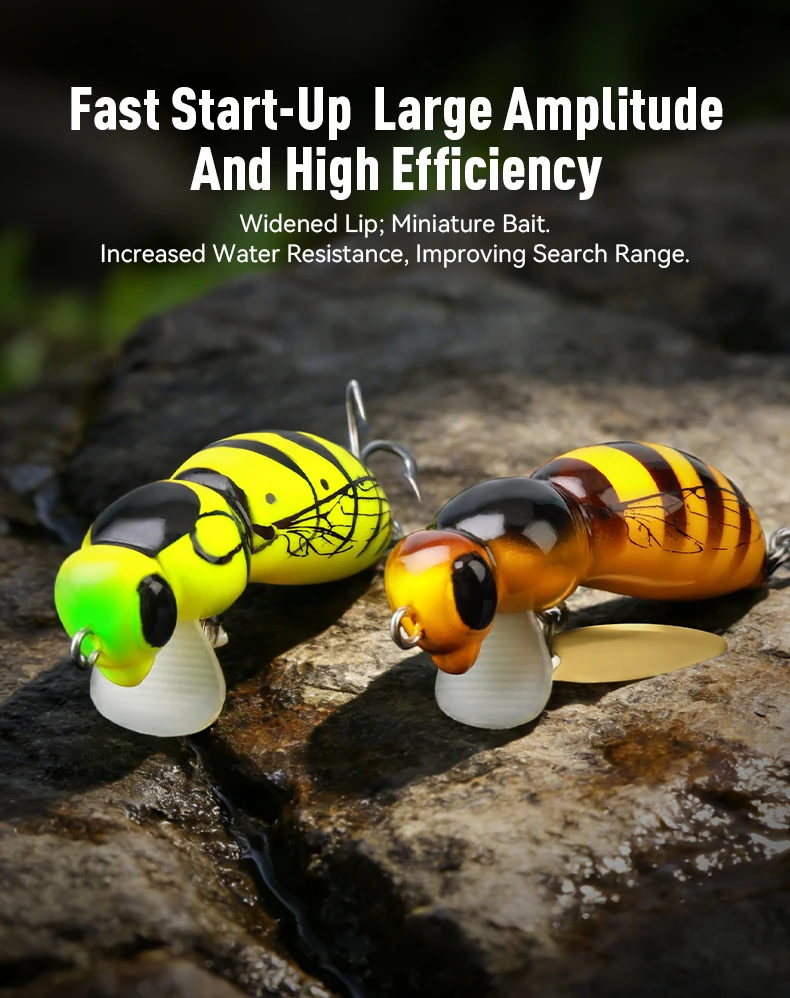 KINGDOM Wasp Minnow Topwater-Köder 35mm 43mm Schwimmend Langsam Sinkender Insekten-Hartköder 3,9g 4,5g 4,8g 6,1g für Barsch und Forelle – Detail 5