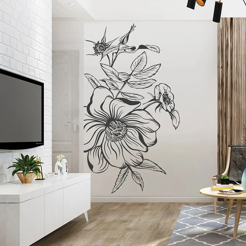 

Nature Plants Flower Wall Sticker Vinyl Art Home Decor for Living Room Bedroom Interior Floral Decals Removable Murals AC17