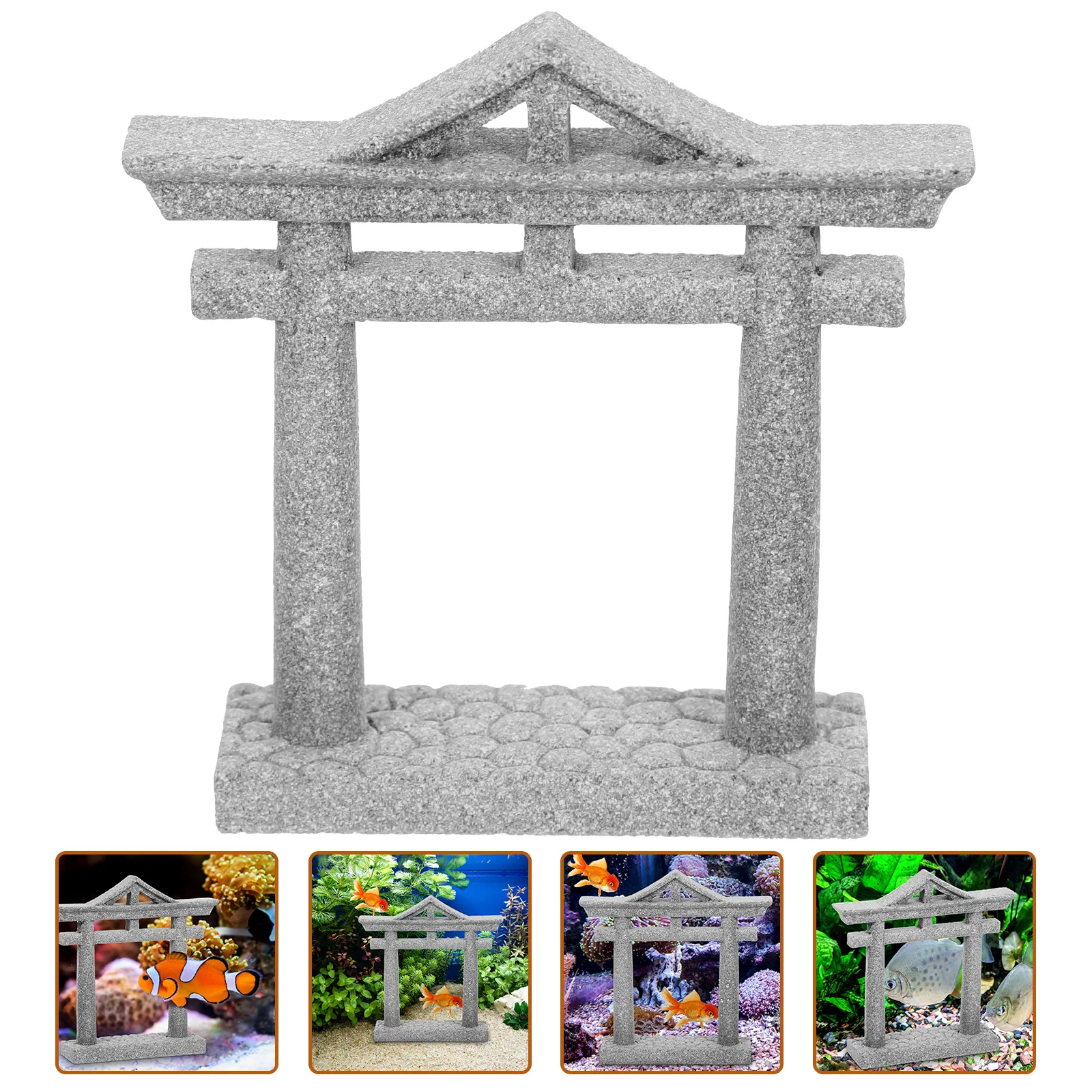 

Mini Stone Gate Sculpture Fish Tank Decor Aquarium Ornament Garden Statue Zen Style Craft Simulation Sand Table Decoration