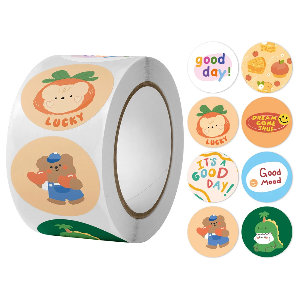 50-500pcs 1inch Round Retro Cute Cartoon Stickers Children Stationery Reward Stickers DIY Gift Package Sealing Decor Labels