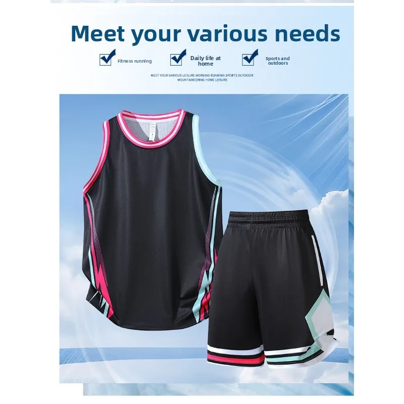 Men's Outdoor Football Training Casual Loose and Comfortable Sportswear Fashion Trend Sports Vest Five Point Shorts Set