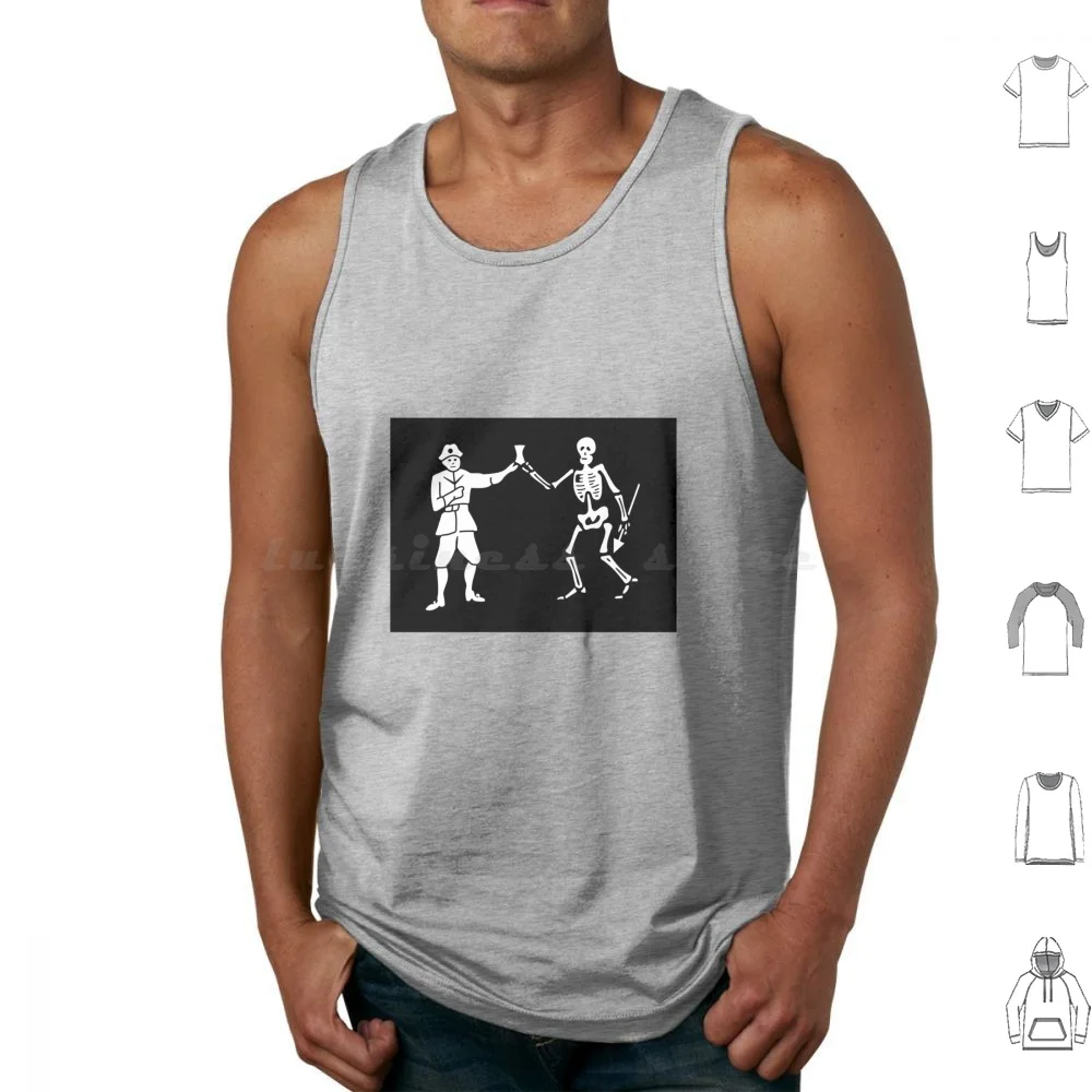 Pirate Flag-Bartholomew Roberts Tank Tops Print Cotton Pirate Pirates Flag Caribbean Ship Ships Black Skull Cross
