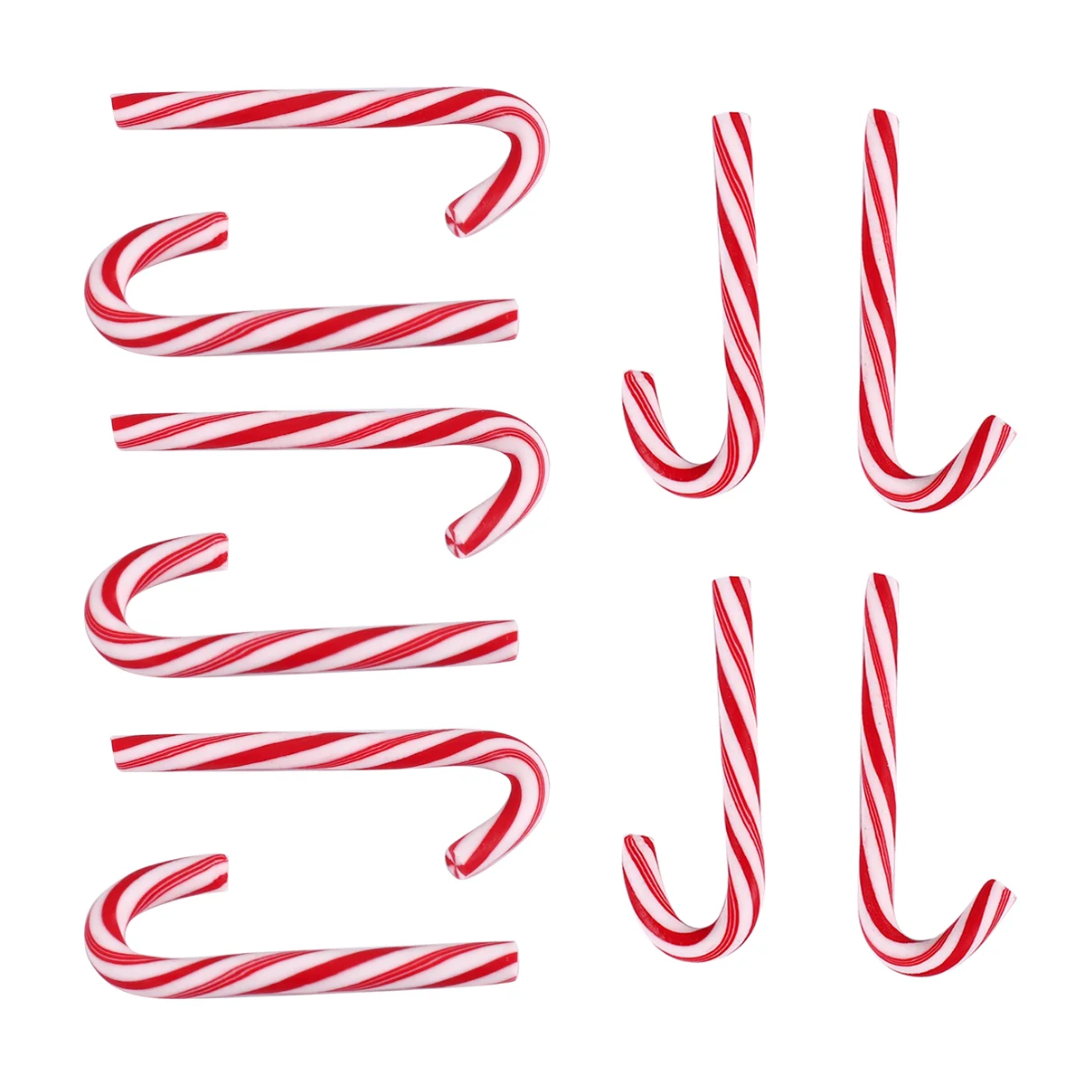 10PCS Christmas Red Cane Soft Pottery Jewelry Accessories New Year Candy Cane Home Decoration TQ
