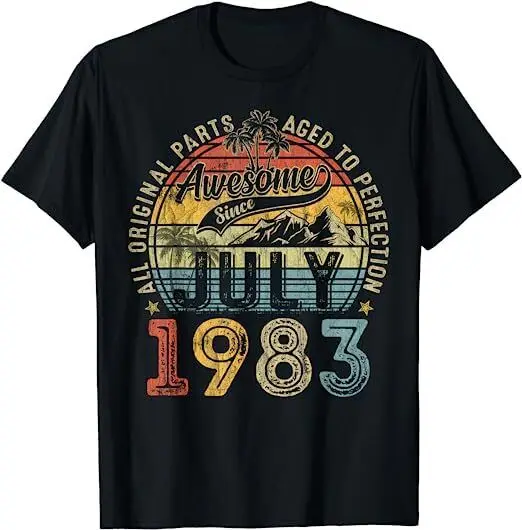 

NEW Awesome Since July 1983 Vintage Gifts Men 40th Birthday Tees T-Shirt S-3XL