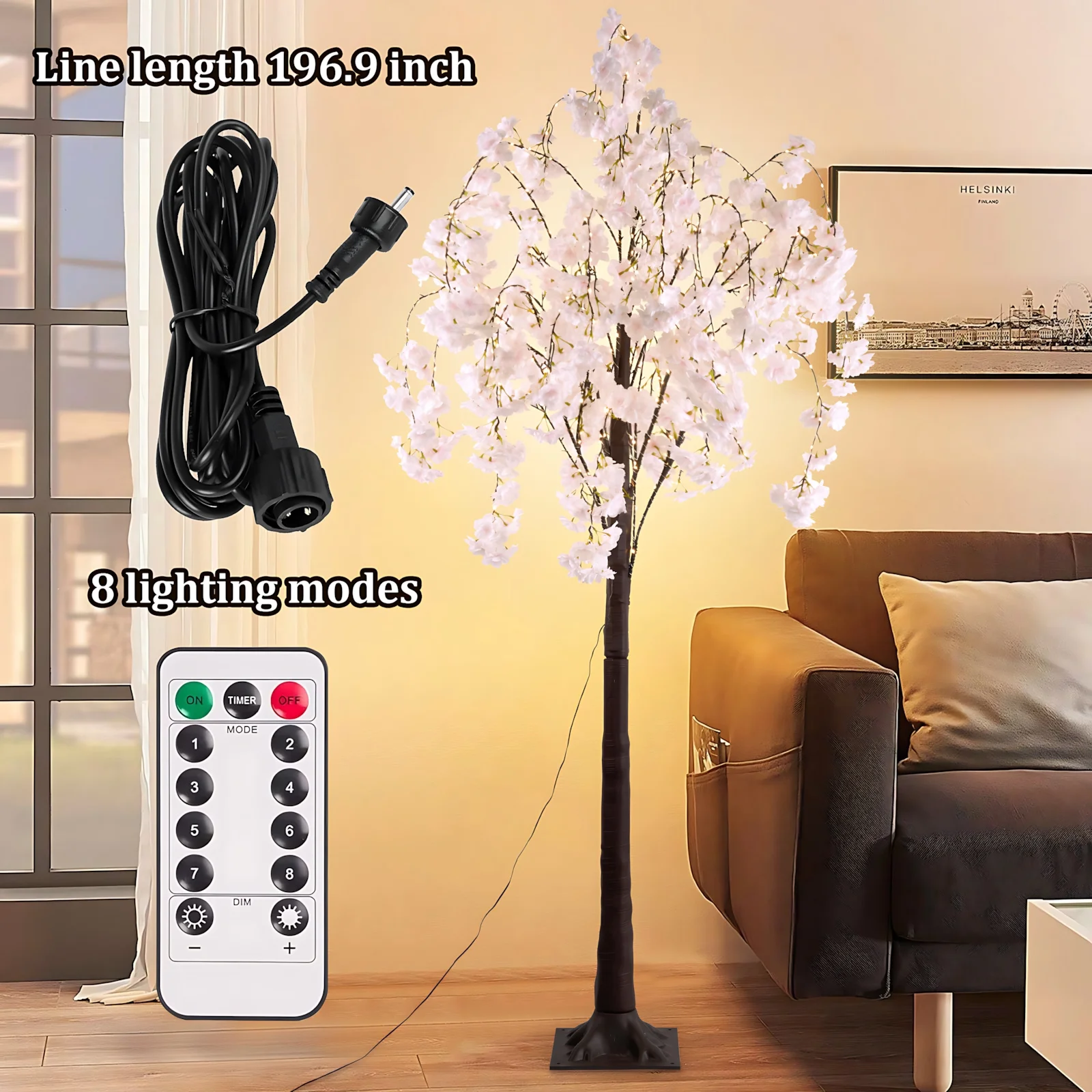 Cherry Blossom Tree Light, 6ft Lighted Trees for Decoration Inside, 450 LED Lights Cherry Blossom Tree Artificial Warm Light