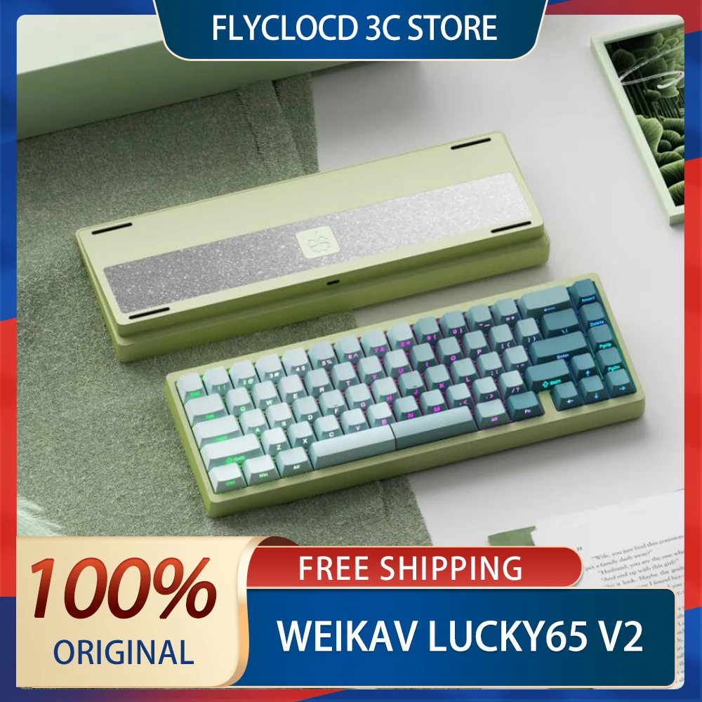 Weikav Lucky65 V2 Mechanical Keyboard Aluminium Alloy 3Mode Game Keyboard Hot wap Structure Rgb Customized Gasket Keyboard Gift