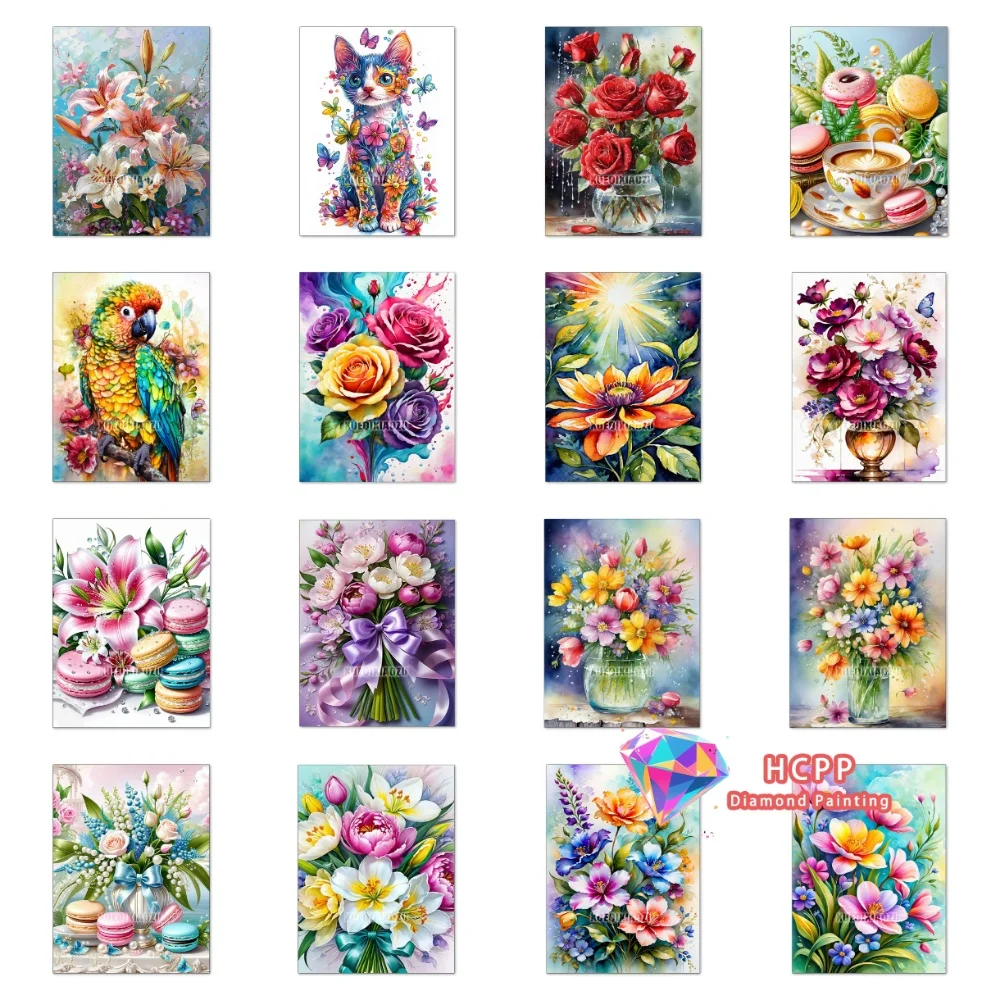 Vase Blumen Diamant-Malerei-Set Quadratische Runde Diamanten 5D DIY Mosaik Kreuzstich Handgemachte Kunst Einzigartiges Geschenk Handwerk Heimdekoration