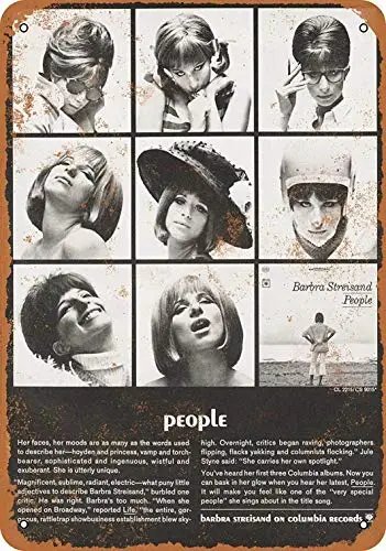 Placa de metal Fsdva - Barbra Streisand People - Decoração de parede retrô para casa