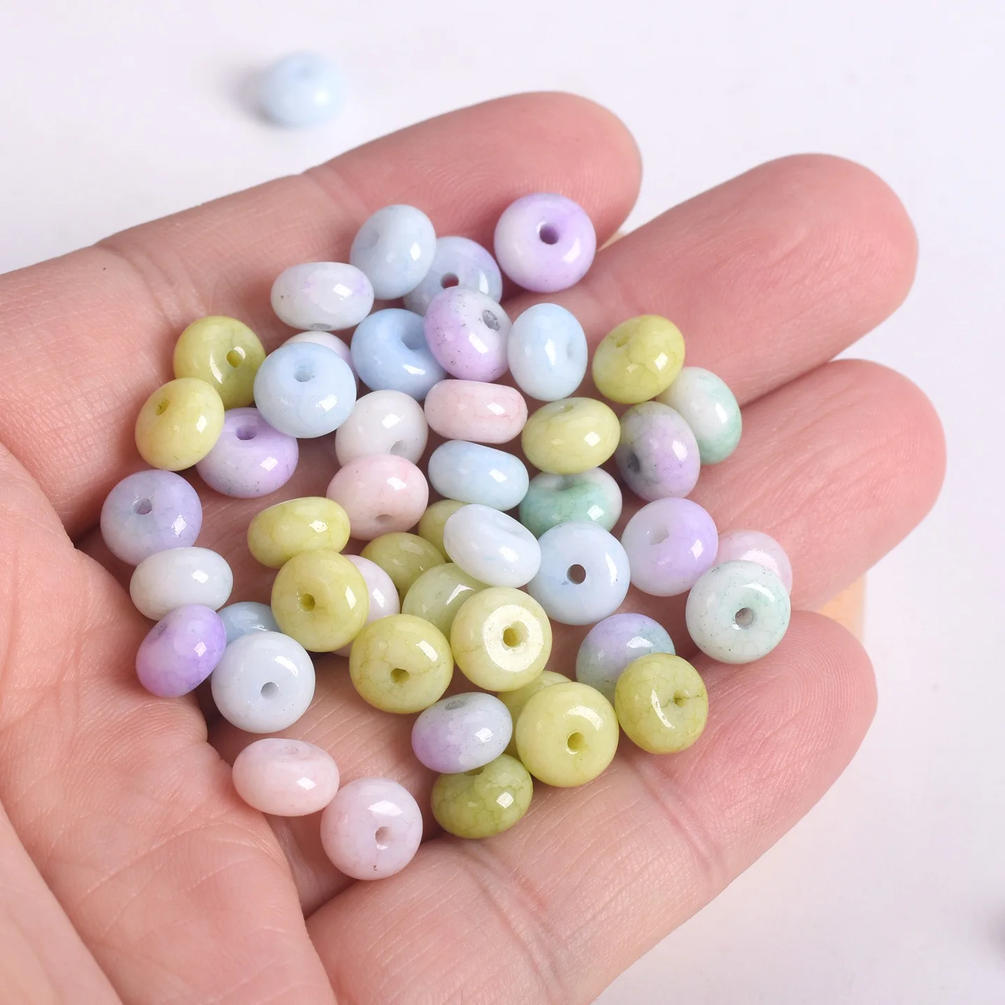 50 stuks Gemengde Kleuren Rondelle Vorm 8x5mm Opaak Glas Losse Spacer Kralen Lot Voor Sieraden Maken DIY Armband Bevestigingen