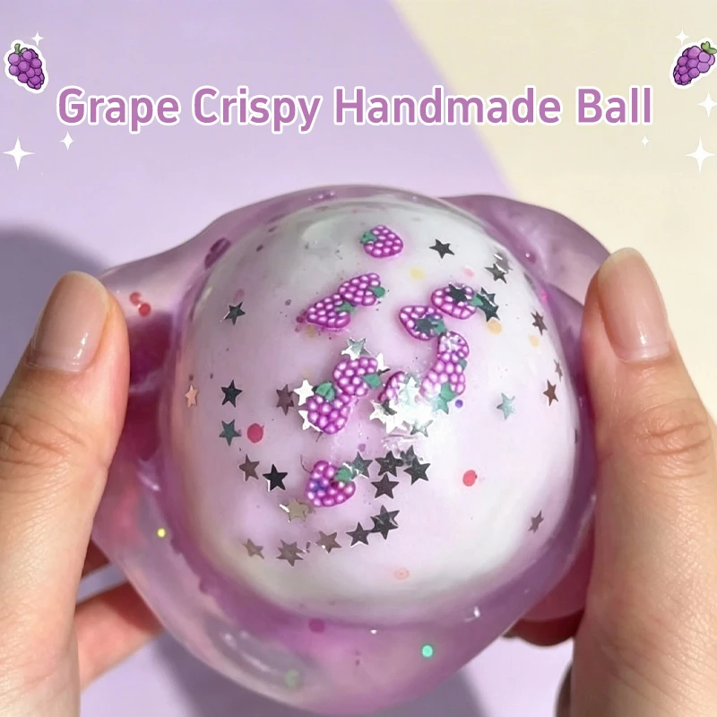 Handmade Squeeze Ball Crispy Skin ASMR Crunch Sound Fruit Themed Stress‑relief Ball Pineapple Watermelon Apple Relaxing Ornament