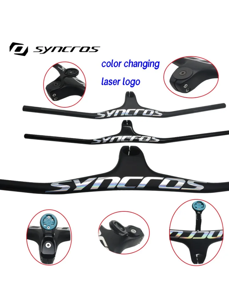 AliExpress FCFB Chameleon Logo MTB Integrated Handlebar  Black Full Carbon Fiber One-shaped Integrated Handlebar Sem -17° Bike Bicycle