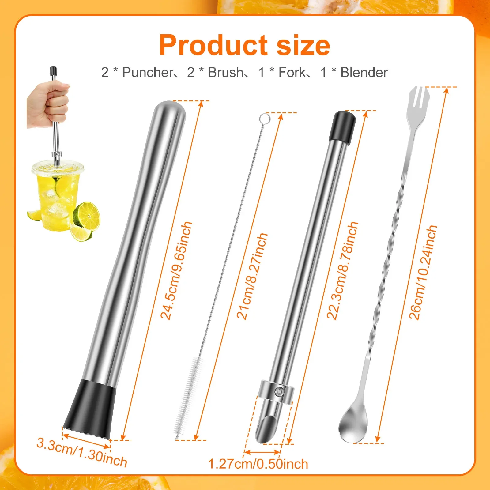 Plastic Lid Straw Puncher Brush Versatile Professional Straw Punching Tool Muddler With Ergonomic Grip for Coffee Shop Lemonade