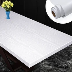 White Wood Vinyl Wallpaper Waterproof Self Adhesive wallpapers Doors Cabinet Desktop Modern Furniture Decorative wall Paper