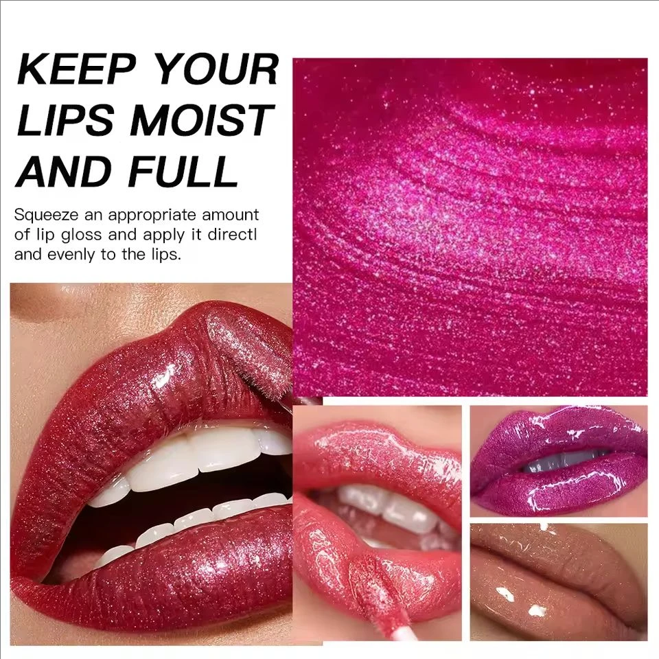 Fashion Cosmetics USHAS 12 Colors Glitter Lip Gloss Lasting Diamond Pearlescent Metallic Liquid Lipstick Moisturizing Lip Glaze