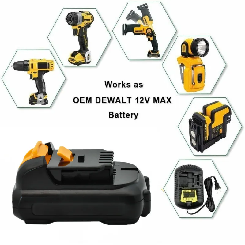 1-3Pack 10.8V/12V 3.0Ah 6.0Ah 12 Volt  Max Lithium Battery For Dewalt DCB127 DCB120 DCB121 DCB119 Li-ion Power Tools Battery