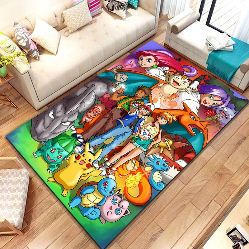 

Pokemon Cartoon Carpet Rug for Living Room Bedroom Decoration Picnic Camp Kitchen Carpet Crawling Carpet Decoration Floor Mats