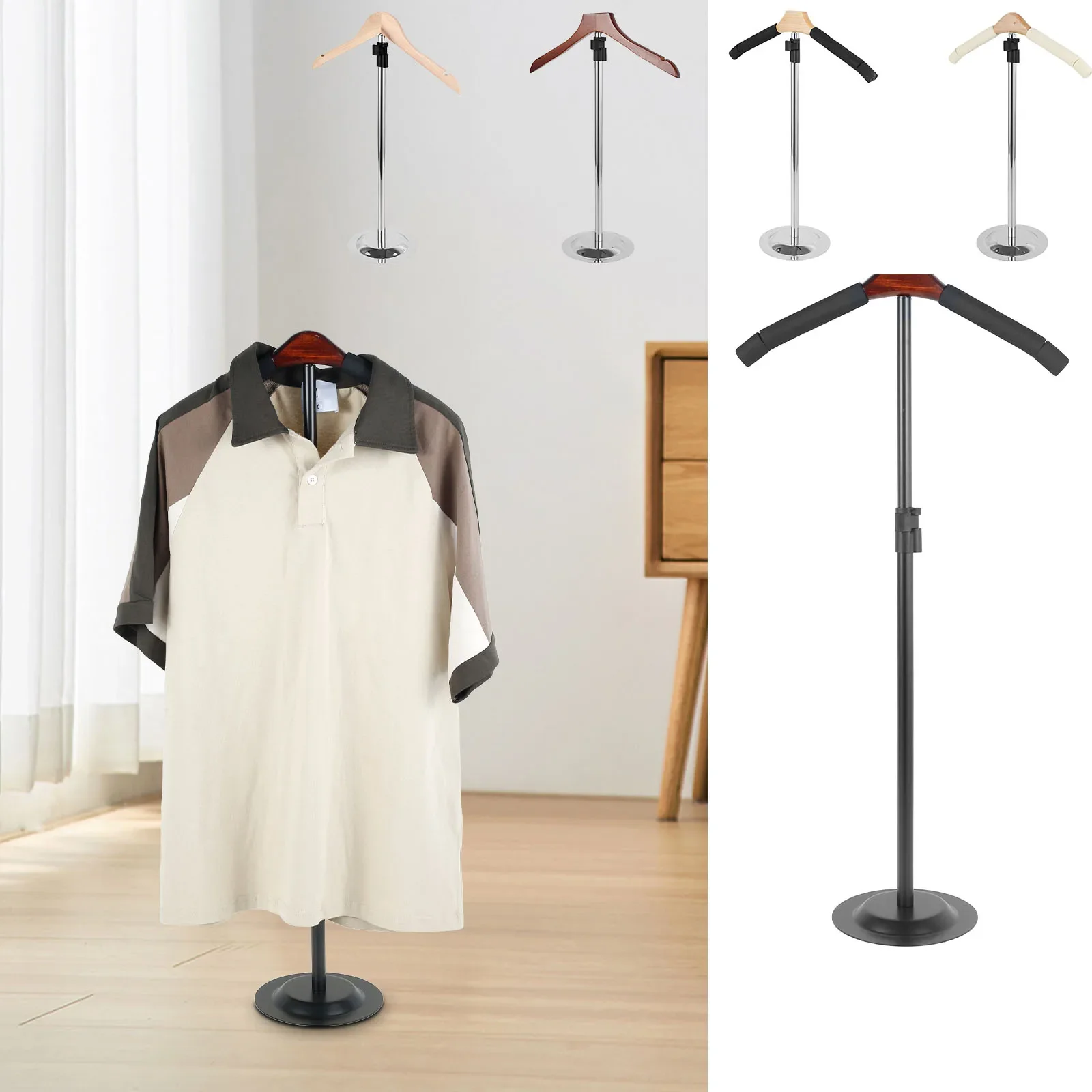Height Adjustable T Shirt Display Stand Flexible Shoulder Stand Shirt Rack Metal Clothing Display Portable Garment Coat Holder