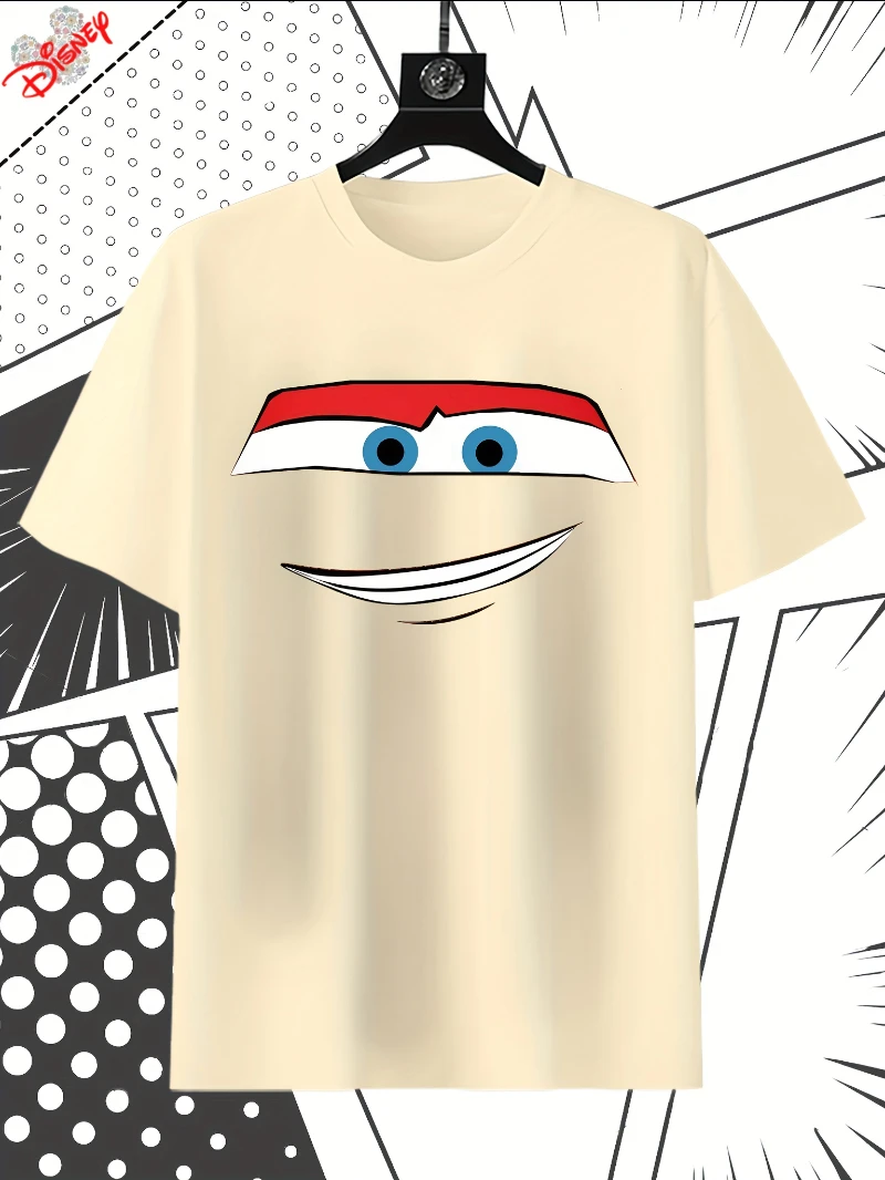 تي شيرت ديزني للرجال بنسبة 100% قطن بنمط لايتنينج ماكوين كاجوال بأكمام قصيرة للصيف #2