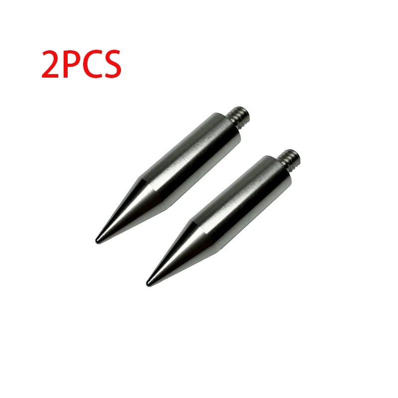 2PCS Mini Pole Point Tip 50MM Length For Mini Prism 1/4 thread Stainless Steel D12MM