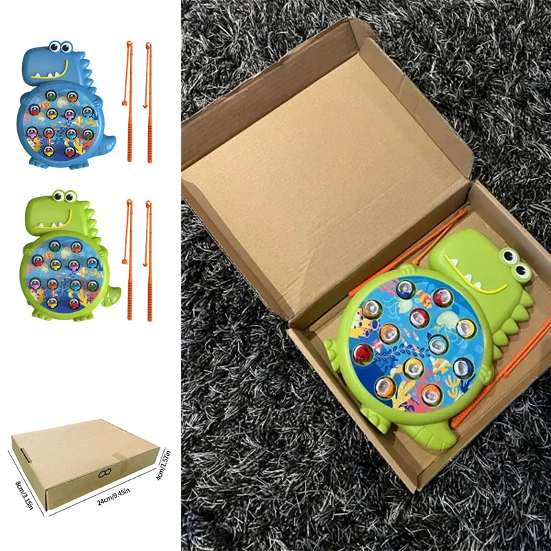 Dinosaur Simple Magnetic Fishing Toys Play Rod Game Toys for Children Baby Montessori with Rod Kids Educational Rotating Gift