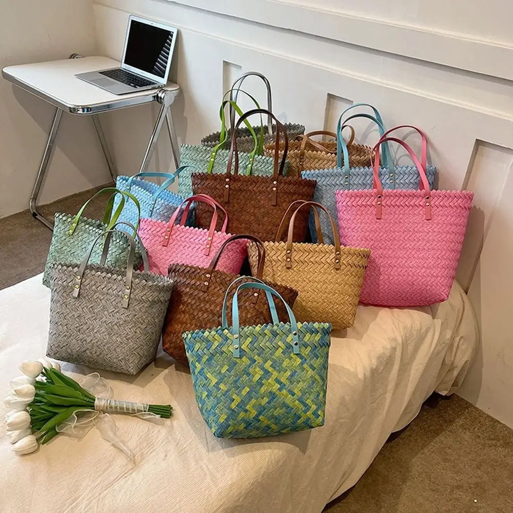

Trendy Shoulder Bag Weave Bag Tote Bag Handbag Vegetable Basket Bag Large Capacity Beach Bag Shopping