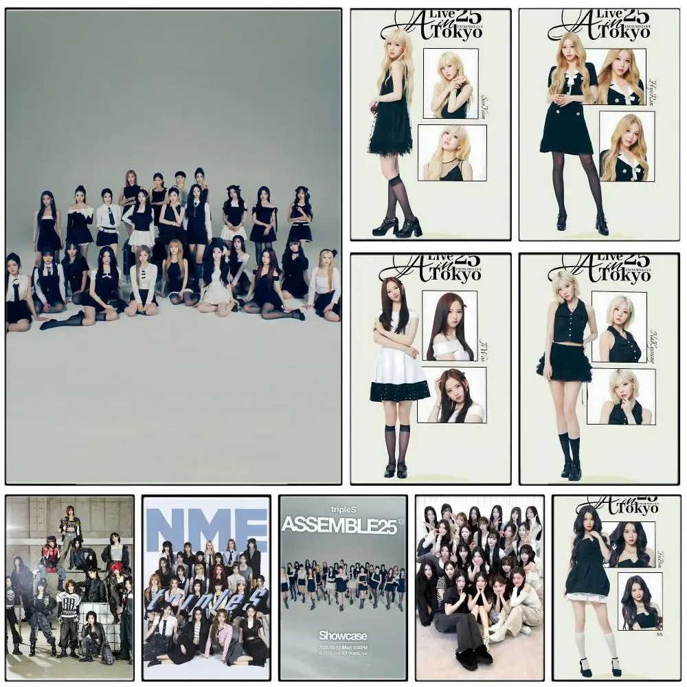 Kpop Girl Group T-tripleS Poster  Self-adhesive Art Waterproof Paper Sticker Coffee House Bar Room Wall Decor