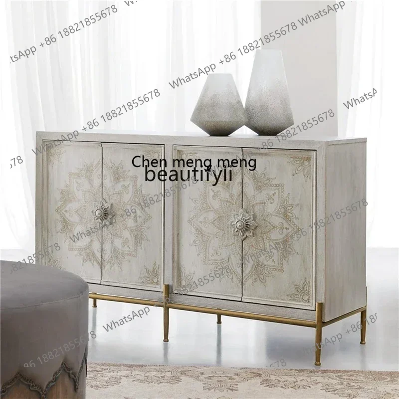X CQYAmerican light luxury entrance entry shoe cabinet simple French art foyer integrated light luxury style living room ultra-t