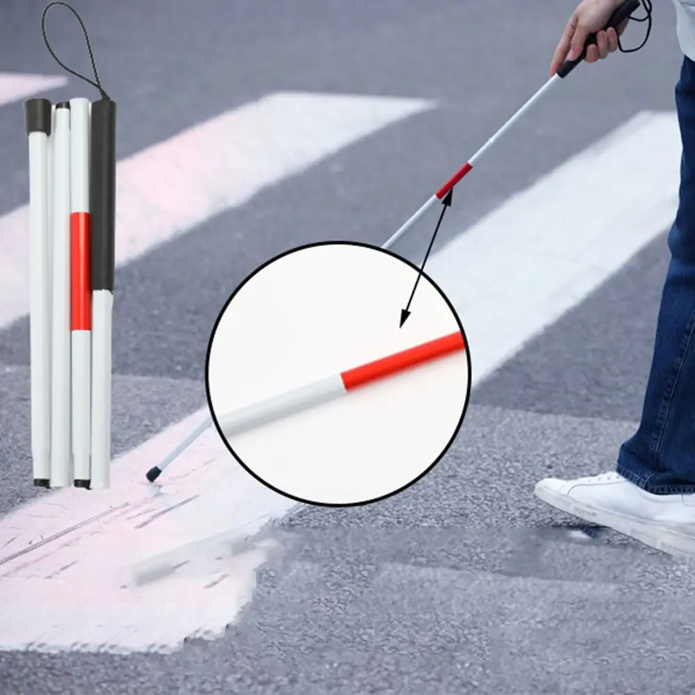 Aluminum Alloy Blind Walking Stick Reflective Anti-slip Grip Hiking Trekking Pole Durable Portable Folding Cane Outdoor - view 5
