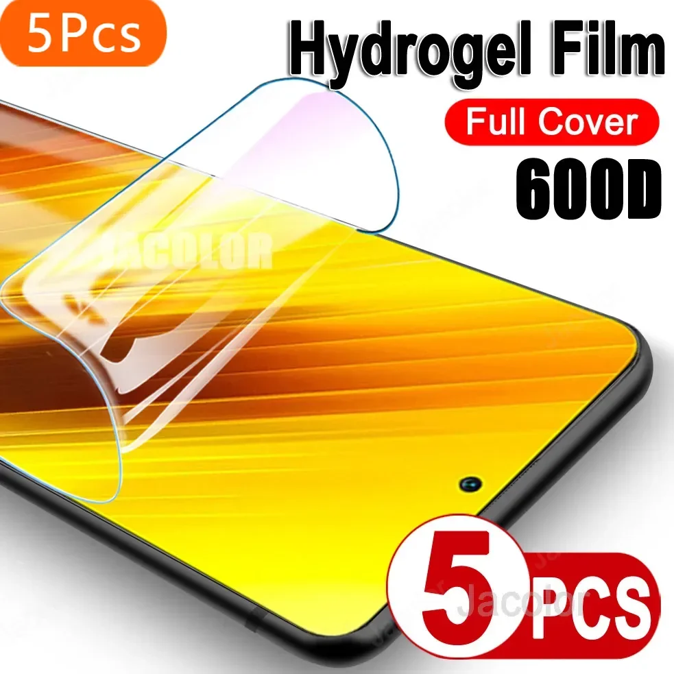 5 STKS Veiligheidsfilm Voor Xiaomi Poco X3 NFC M3 M4 Pro F3 GT F2 Scherm Gel Protector Hydrogel Film X3Pro X3NFC M3Pro Zacht Niet Glas