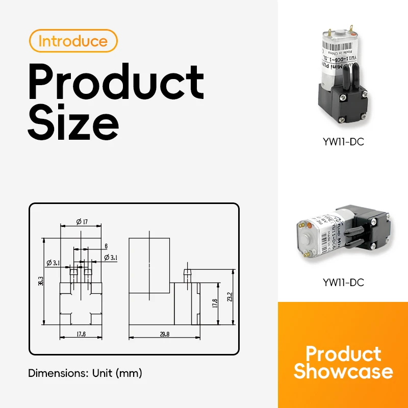 ปั๊มไดอะแฟรมวงกลมขนาดเล็ก รุ่น YW11 DC 6v 12v 24v ซีรีส์ DC