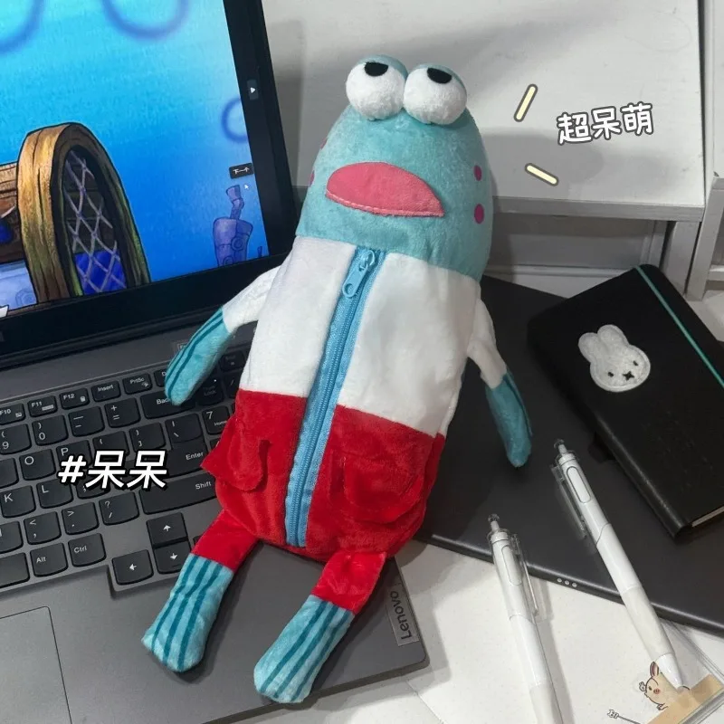 New SpongeBob Cute Stupid Fish Pencil Case Fish Toy Storage Pencil Box Cute Furry Toys Ideal for School and Office Supplies