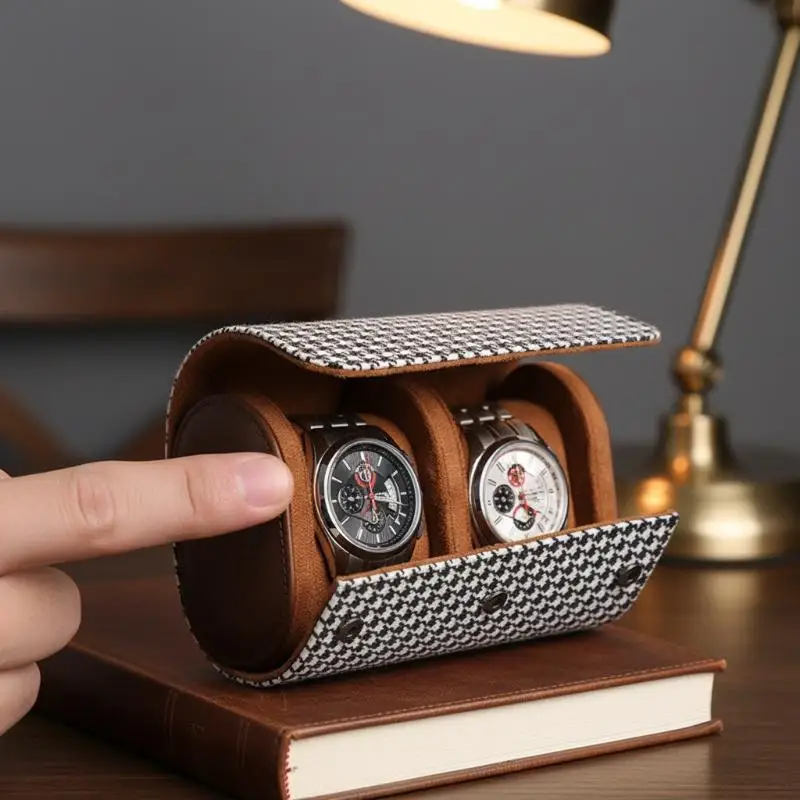 Watch Roll Travel Storage Case 1 2 3 Slots Premium Watch Organizer for Men Secure Velvet Lining for Business Travel