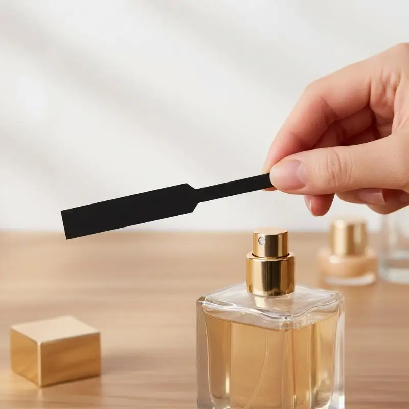 

Black Perfume Sampling Test Paper Strips Set 100PCS Essential Oil Fragrance Absorbent Blotters Shop Evaluation Tool