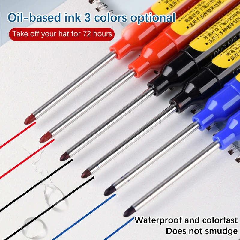 Marqueurs à tête longue pour trou profond de 45mm, stylo marqueur coloré multifonctionnel pour menuiserie mécanique